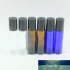 DHL SHIPPING 10ml(1/3oz) 앰버 클리어 블루 두꺼운 유리 롤 에센셜 오일 빈 퍼퓸 병 롤러 볼