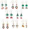 European och American Christmas Tree Santas Deer Enameled Dangle Örhängen Vintage Etniska Tjejer Womens Hoop Earring Julsmycken