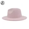 FS 60cm Hats for Women Rzadka Fedora Jazz Hat Pink Red Patchwork Wool Feel Trilby Cowboy Cap Elegant Lady Church Hats CX9258908