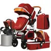 عربة الأطفال الفاخرة 3 في 1 عربة سفر محمولة حديثي الولادة ، طية طية عربة أطفال لمدة 0-36 شهر