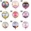 Verjaardagsfeestje Decor Bedrukte Ronde Ballonnen 18 inch Gelukkige Verjaardag Ballon Aluminiumfolie Ballonnen Kinderspeelgoed Opblaasbare Ballon BH5532050