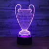 Piłka nożna Puchar Trophy Lampa 7 Kolory Zmiana 3D LED Night Light Dotykowy przycisk USB Baby Sypialnia Sleep Luminaria Dropship