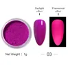 1 boîte néon Fluorescent ongles poudre ongles paillettes lueur dans l'obscurité coloré Chrome Pigment lueur poussière Nail Art décoration