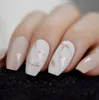 24pcs bailarina pregos falsificados Khaki Nude Marble Coffin Plano artificiais pontas das unhas falsas para Office Home Faux ongle Glue livre adesivos