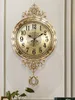 Orologio da parete vintage di lusso digitale silenzioso grande orologio da parete classico a pendolo in rame europeo soggiorno Klok Home Decor AD50WC18189966