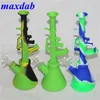 New arrive AK47 hookahs Silicone Water Bong pipes Smoking Pipe hookah With 14mm Glass Bowl Dish Removable Bottom Hookahs Recycler bubble Bongs