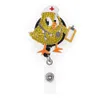 Custom Key Rings Rhinestone Medical Nurse Doctor Badge ID Badge Holder Retractable Reel For Decoration