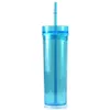 16oz Plastic Skinny Cup Double Wall Clear Water Cups Acrylic Tumblers with Lids and Straws