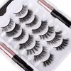 Dikke natuurlijke magnetische valse wimpers 7 paar set met magneet vloeibare eyeliner + wimpers tweezer handgemaakte nep wimpers oog make-up DHL gratis