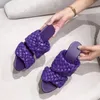 2020 роскошные женщины на высоких каблуках скользит мулы летние высококачественные плетения открытые конфеты синие фиолетовые каблуки тапочки плюс обувь