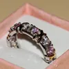 Cluster Rings Size 5-11 Handmade Jewelry Overlay 925 Sterling Silver Pink CZ Stones Wedding Gold Band For Women Gift1