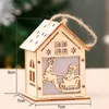 Christmas log cabin Hangs Wood Craft Kit Puzzle Toy Christmas Wood House with candle light bar Home Christmas Decorations gift