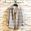 Mannen Nieuwe Mode Flanel Plaid Shirt Slim Fit Casual Lange Mouw Schuren Shirt Mannelijke Harajuku Streetwear Shirts Plus Size Tops2543514