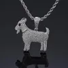 14K Gold Plated Zirconia GOAT Pendant Bling Pendant Necklace Iced Gold Silver Rosegold HipHop Jewelry Mens Women Gifts282m