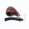 100pcs/lot Free Shipping Classic Wooden Smoking Tobacco Pipe Black Bent Stem with Filter Red Stand and Black Pouch