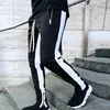 Mens Joggers Zipper Casual Pants Fitness Sportwear Tracksuit Bottoms Skinny Sweatpants Byxor Black Gyms Jogger Track Pants1286s