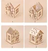 Wood Craft Kit Kerst Log hut Hangt Puzzel speelgoed Kersthuis met kaarslicht bar Home Kerstversieringen Gift