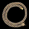 necklace moissanite chain 9mm Hiphop Cuban Chain Necklace Shining Zircon Bling 14k Gold Plated Copper Small Diamond Miami Cuban Link Chain16quot24quot7140672