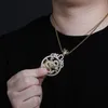 Хип-хоп Iced Out Золотое ожерелье с драконом Подвеска Micro Paved Cubic Zircon Mens Bling Jewelry Gift