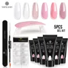 5 st nagelgel kit uv gel nagellack hård byggare förlängning gel snabb byggnad för manikyr verktyg nail art kit