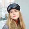 2021 Fashion Ladies Women Army Cap Military Hat Beret Newsboy 100 Sheepskin Leather Size M L XL2315114