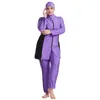 Costume da bagno musulmano Hijab Muslimah Costume da bagno islamico Copertura completa Cerniera Patchwork Burkini Plus Size303N