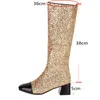 Stiefel Sgesvier Glitter Kniehohe Frauen Gold Silber Große Frau 2021 Herbst Winter Party Hochzeit Bling Schuhe1