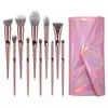 10pcs Makeup Brushes Set Foundation Brush Gold Flat Makeup Brushes Professional Cosmetic Brush Beauty Makeup Tool J1550