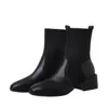 Damen-Stiefel mit klobigem Absatz, Stretch-Socken, schwarze Stiefeletten, luxuriöse sexy Slip-On-Stiefel mit quadratischem Zehenbereich und hohem Absatz, modische Martin-Stiefel für Damen