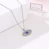 Azul Mal Eye Colar Gelado Out Pingente de Luxo Cristais Rhinestone Clavícula Colar De Prata Jóias Gargantilha Colar De Forma Aniversário Presentes