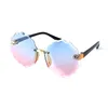 Lentes oceânicas crianças óculos de sol flor quadro redondo sol óculos crianças moda sunshade 6 cores atacado