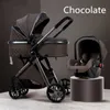 Kinderwagens # Kinderwagen 3 In 1 Met Autostoel Draagbare Vervoer Vouw Kinderwagen Aluminium Frame Hoge Landschap Voor geboren