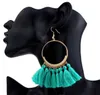 Bohemian Statement Tassel Earrings For Women Vintage Round Long Drop Earrings Wedding Party Bridal Fringed Jewelry Gift 12 Colors DHL free