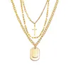Multicouche Hip Hop longue chaîne croix chien étiquette ensemble pendentif collier pour femmes hommes bijoux cadeaux accessoires de mode
