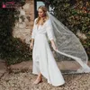 シンプルな美しいトスカーナのウェディングドレス激しくロマンチックな国Maxi Bridal Gowns Vネックスプリット・ローブ・デ・スイアZW180