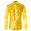 Mens Sequin Glitter Silk Satin Black Dress Shirt 2020 Nieuwe Button Out Disco Stage Prom Shirt Nightclub Party Costume1