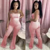 Dames Jumpsuits Rompertjes Dames Effen Spaghettibandje Mouwloos Boot Cut Flare Katoenen Jumpsuit Hoge Streetwear Een Stuk B322t