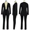 Women's Two Piece Pants Women Blazer Suit Elegant Trouser 2 Ladies Business Office Female Solid Formal Plus Size White Black