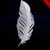 Pins Brooches White Crystal Large Feather For Women Rhinestone Wedding Bouquet Jewelry Beautiful Pins Gift Broche Femme Bijoux De211g