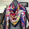 100% Twill Silk Scarf Kobiety Szalik Hidżab Wydrukowano Hot Design 130 * 130 cm Scarvessilk Moda Kobieta Bandana Wrap Lady Prezent T200818