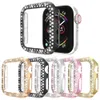 Mujer Bling Diamond Smartwatch Case para Apple Watch 1 2 3 4 5 6 7pc Cubierta de armadura para iWatch 38 mm 40 mm 42 mm 44 mm 41 mm 45 mm Pantalla de pantalla Protective Bumper