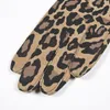 Spadek i zima Skórzane rękawiczki dla kobiet Prawdziwe Goatskin Suede Finger Soft Fashion Leopard Drukuj cienkimi rękawiczki 1