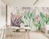 壁紙ノルディック3Dモダンな壁紙ノルディックアート植物の葉の寝室のリビングルームの背景壁HD装飾的な美しい壁紙