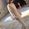 İki Parça Elbise 3XL Kış Balıkçı Yaka Kazak ve Örgü Uzun Pantolon Setleri Rahat Artı Boyutu 2 Suits Örme Kadınlar