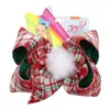 7 pouces JOJO Siwa Épingle à cheveux de Noël pour bébé filles Plaid Big Bows Pince à cheveux Bowknot Boule de fourrure Épingles à cheveux Bobby Pin Barrettes Coiffe 6138922