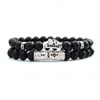 perline di pietra nera naturale pulsaras hombre gioielli da uomo braccialetto leopardo 2 pezzi set bracciale per gioielli da uomo bracciali armbanden206b288r