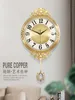 Luxury Vintage Mur Clock Digital Silent Large Classic Pendulum Mur Wall Copper Living European Klok Home Decor AD50WC12788