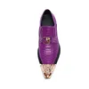 Sukienka Buty Lato męska Trend Moda Żelaza Head Metal Toe Purple Leather Single Snakeskin Ziarna Średni pięta