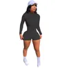 ACTIVE INDUSA DONNE DONNA Zipper Up Moto Moto Biker Body Manica Lunga Pantaloncini Tute Pagliaccetti Playsuits Fitness One Piece Outfit X0924
