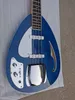 Custom made 4 string bass VOX blue semi hollow Body Electric Guitar BASS F hole body Chrome Hardware